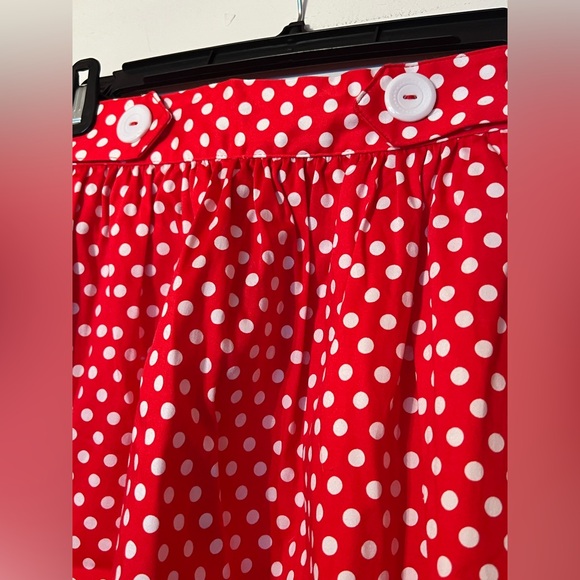 Modcloth Vibrant Red Polka Dot A-Line Skirt - Picture 2 of 3